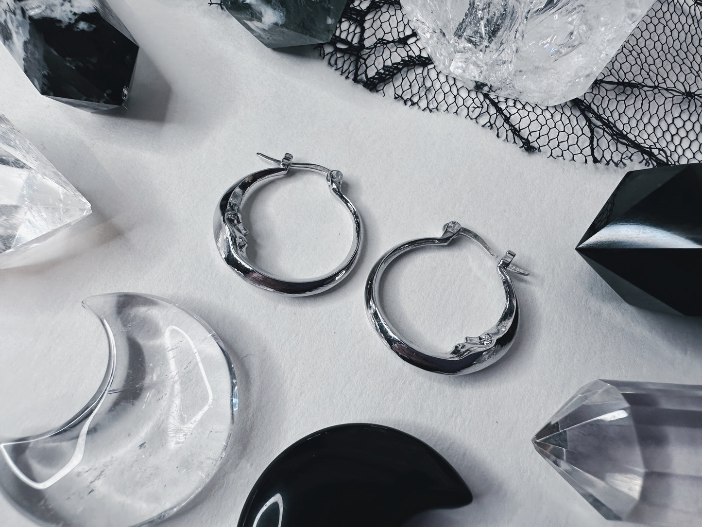 Crescent Moon Hoop Earrings