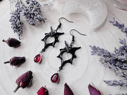 Vampire Heart Bat Wing Earrings
