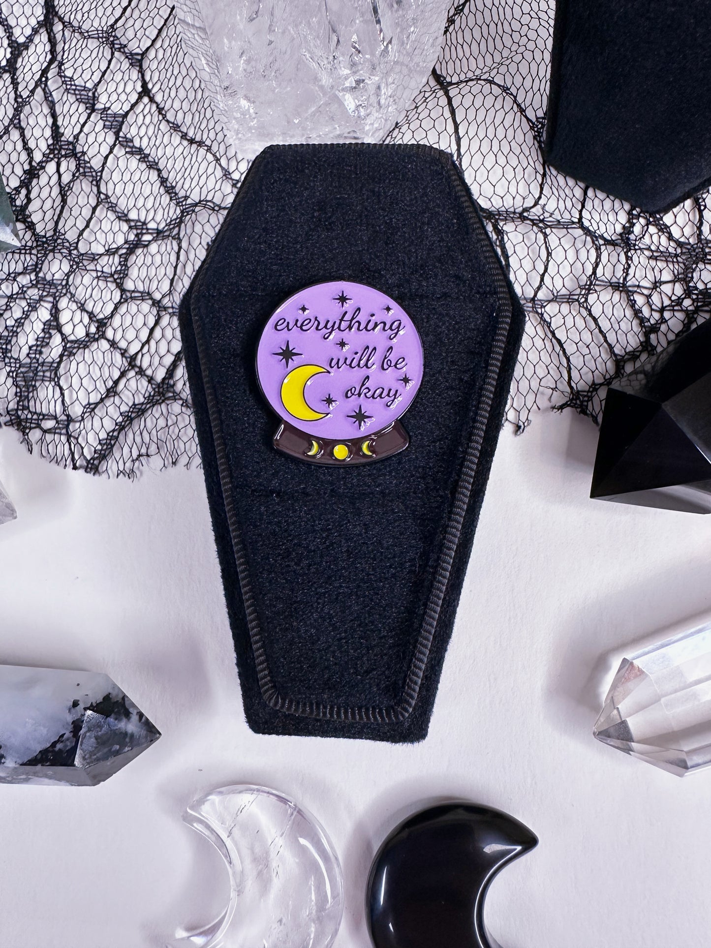 Everything will be okay Crystal ball pin