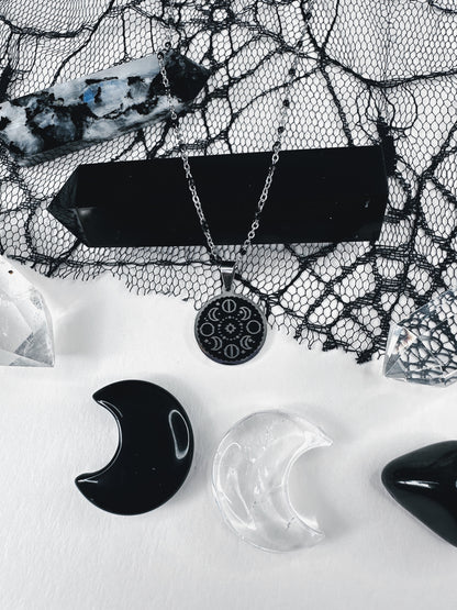 Stainless Steel Moon Phase Necklace
