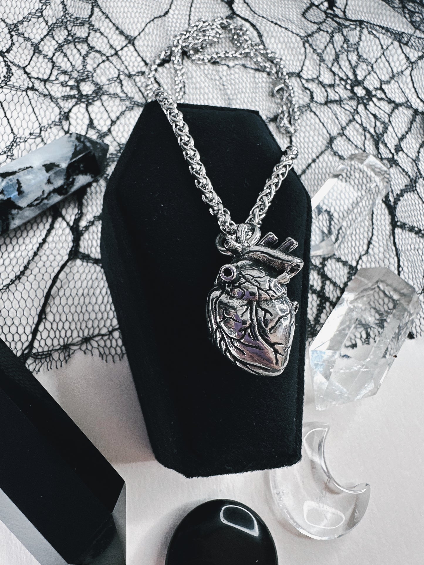Stainless Steel Anatomical Heart Necklace