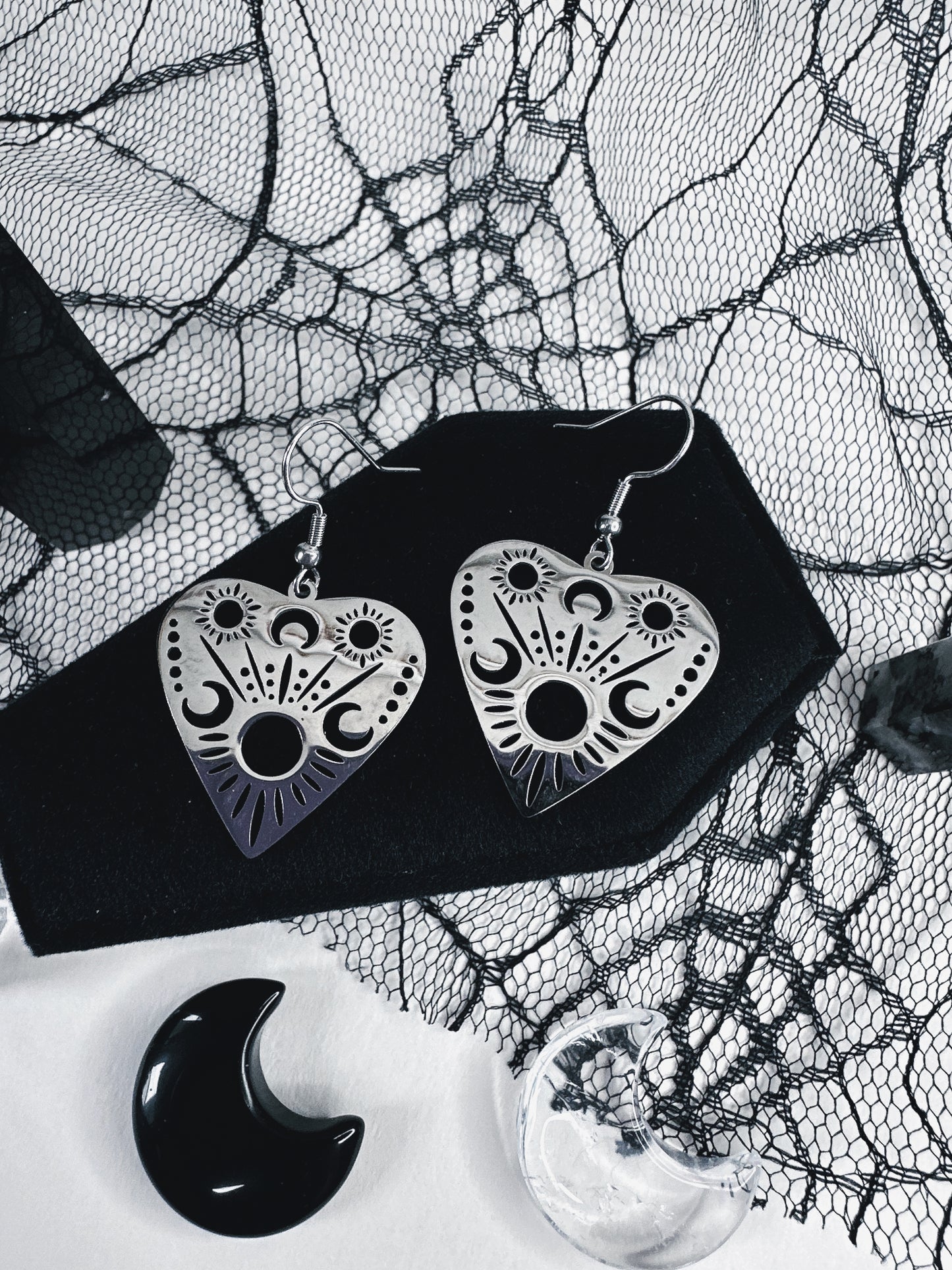 Stainless Steel Ouija Planchette Earrings