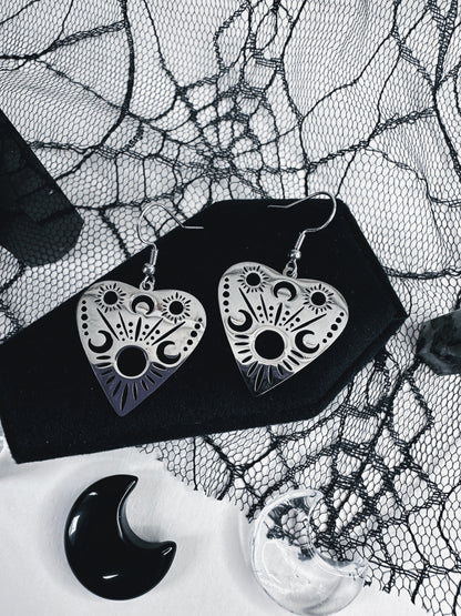 Stainless Steel Ouija Planchette Earrings