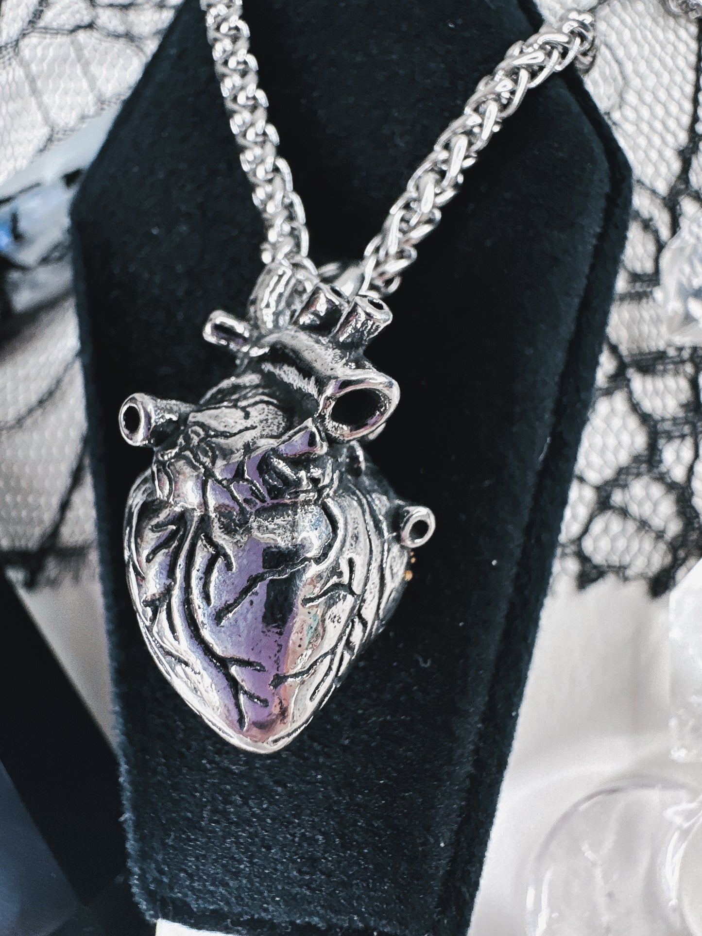 Stainless Steel Anatomical Heart Necklace