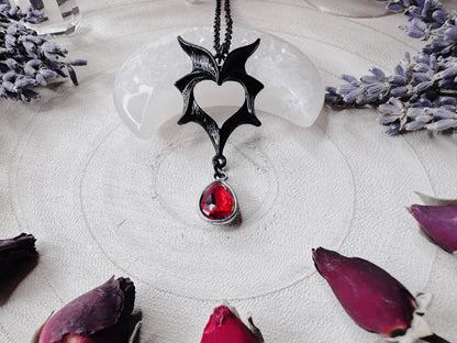 Vampire Heart Bat Wing Necklace