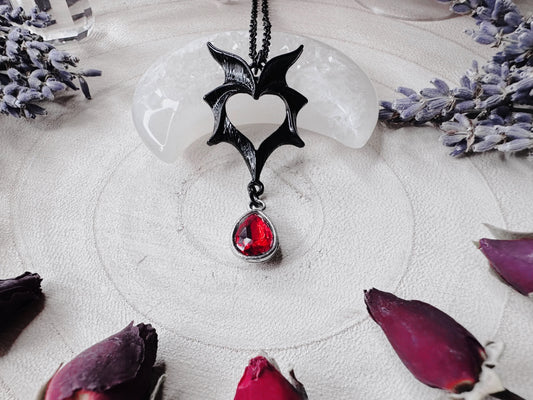 Vampire Heart Bat Wing Necklace