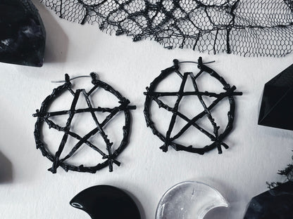 Black Witch Of The Woods Hoop Earrings