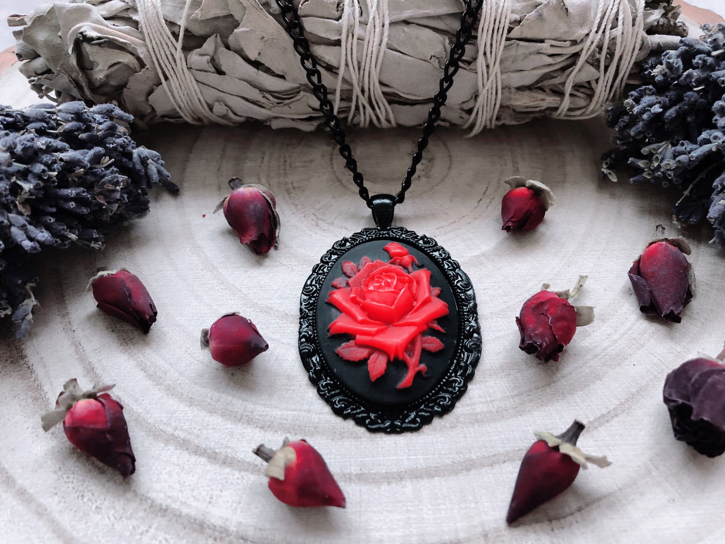 Painting The Roses Red Cameo Necklace