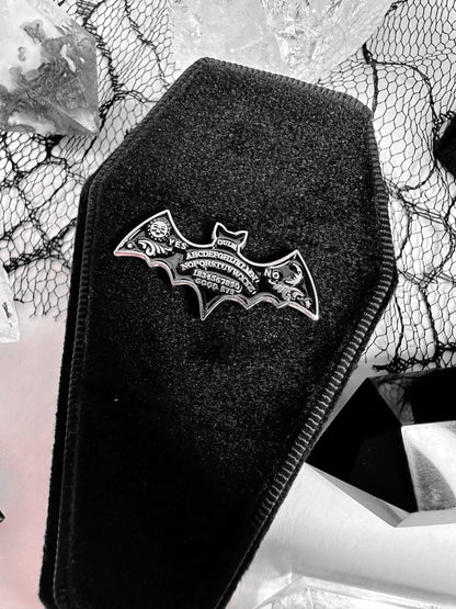 Gothic Bat Ouija Board Pin Badge