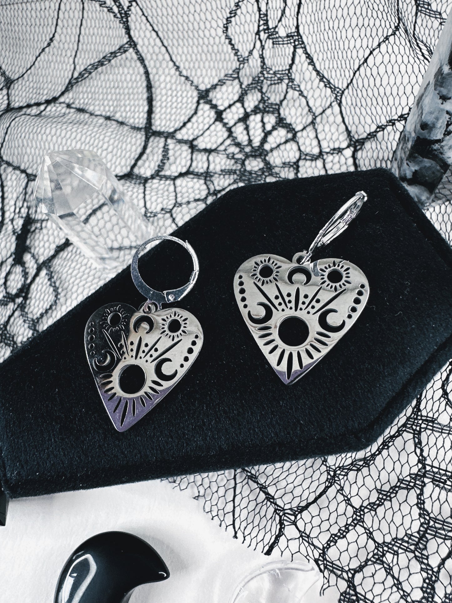 Stainless Steel Planchette Hoop Earrings