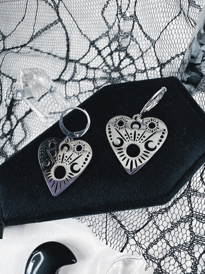 Stainless Steel Planchette Hoop Earrings