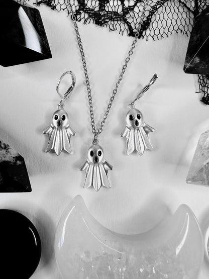 Ghost Family Necklace & Hoop Earrings