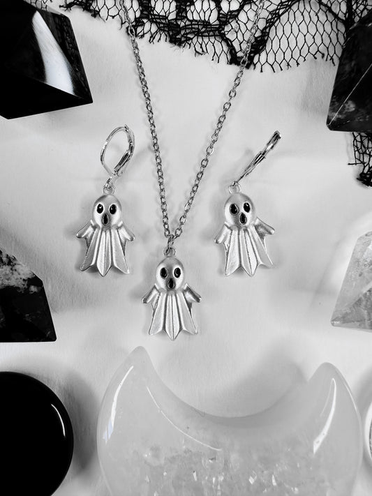 Ghost Family Necklace & Hoop Earrings