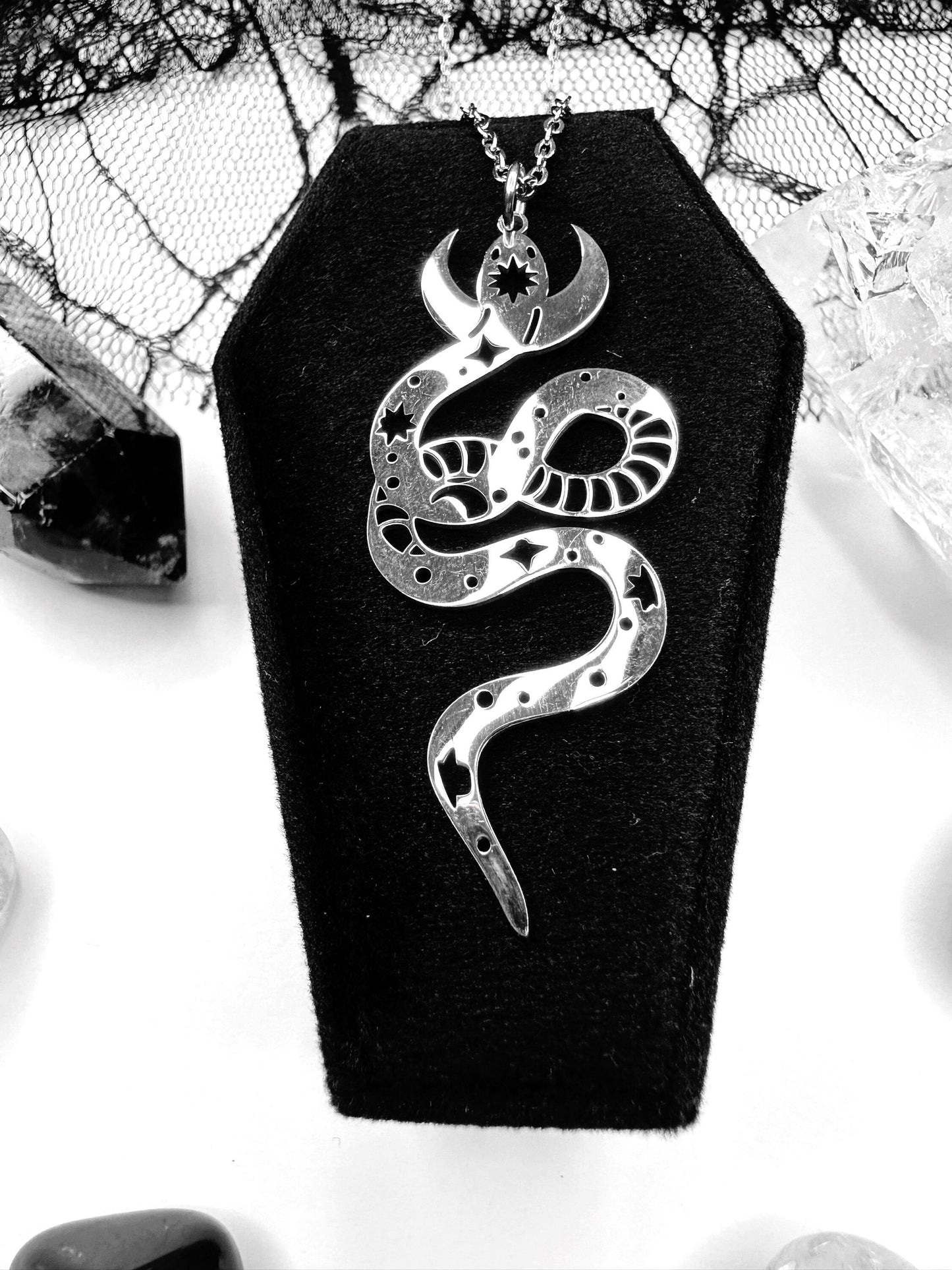 Stainless Steel Celestial Snake Necklace