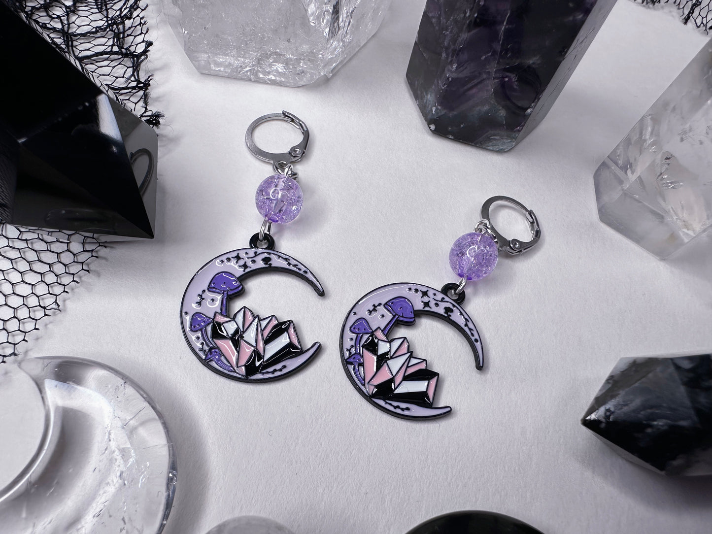 Crystal Moon Hoop Earrings