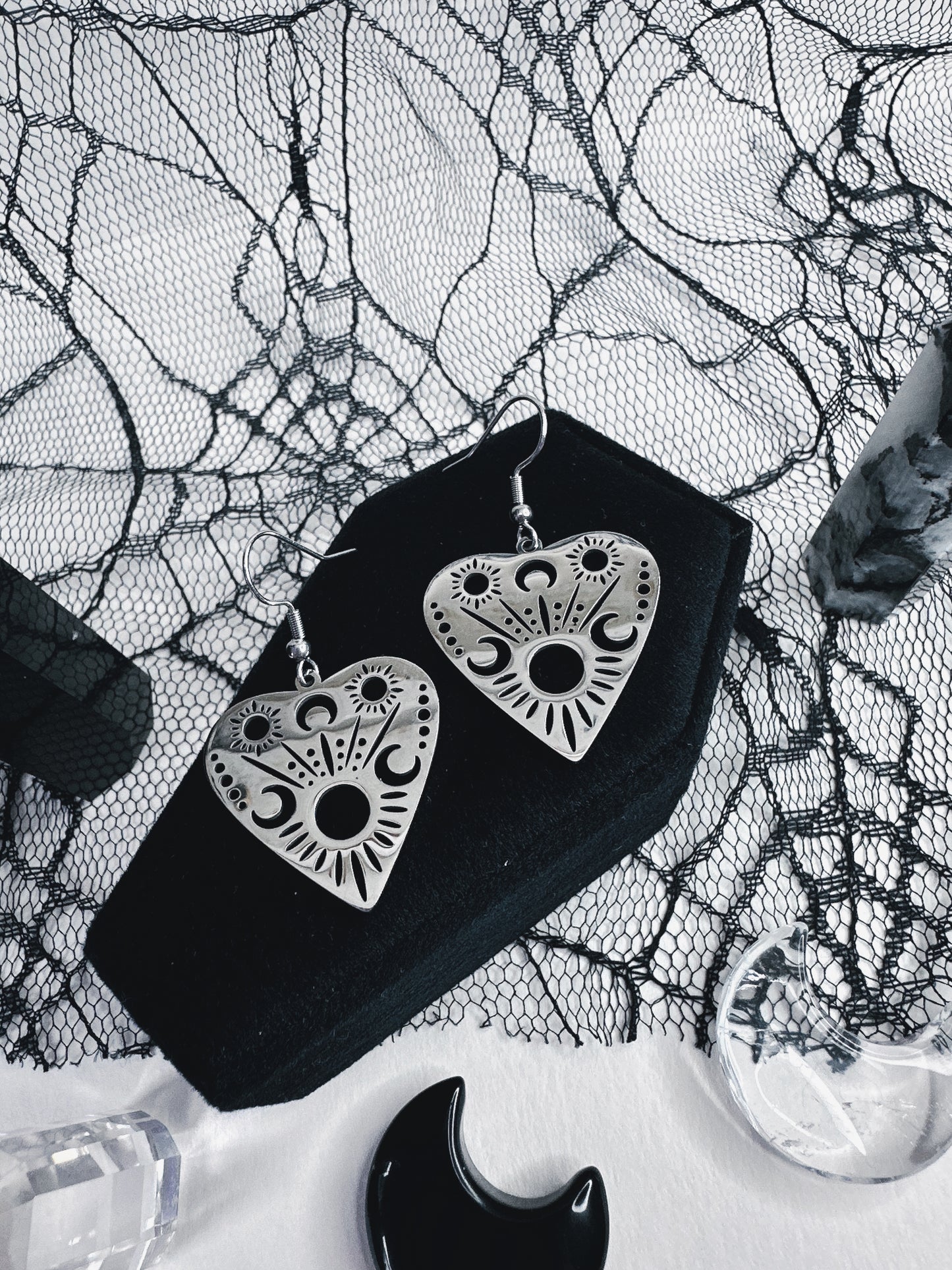 Stainless Steel Ouija Planchette Earrings