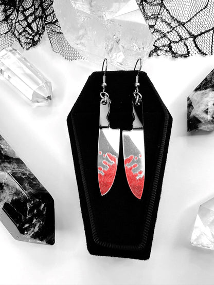 Bloody Knife Horror Earrings