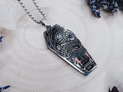 Stainless Steel Ouija Planchette Coffin Necklace