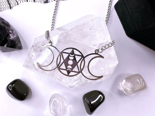 Stainless Steel Triple Moon
Necklace