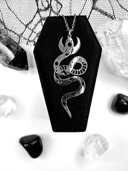 Stainless Steel Celestial Snake Necklace