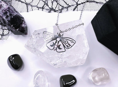 Stainless Steel Moon Moth
Necklace