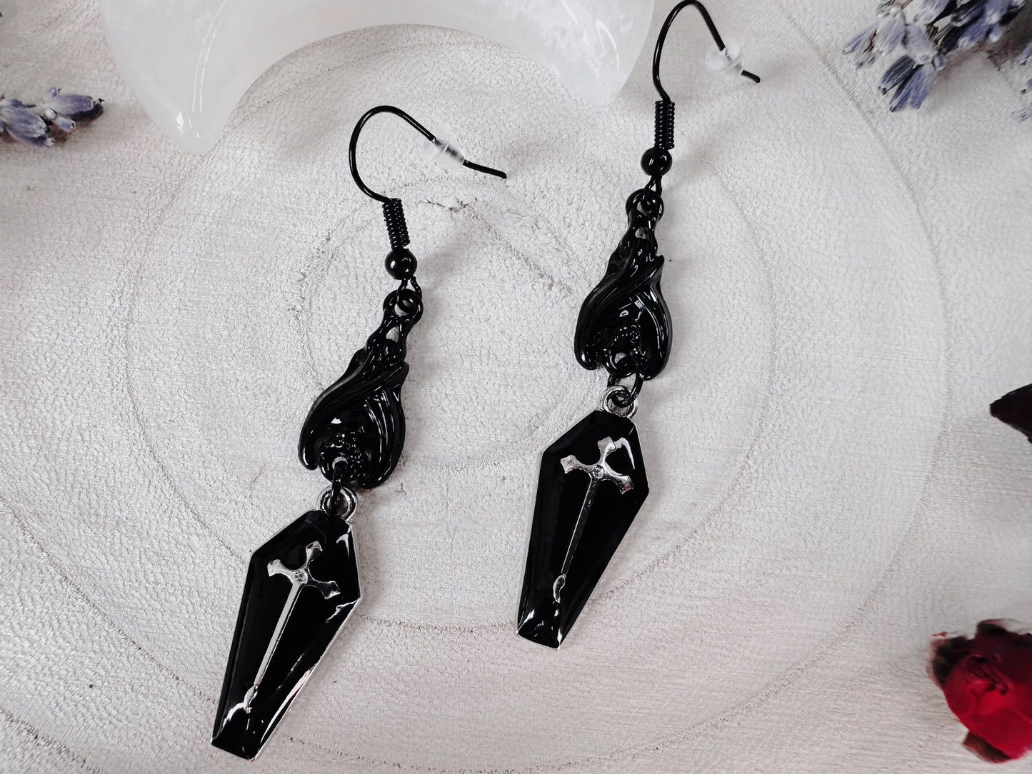 Black Bat & Coffin Earrings