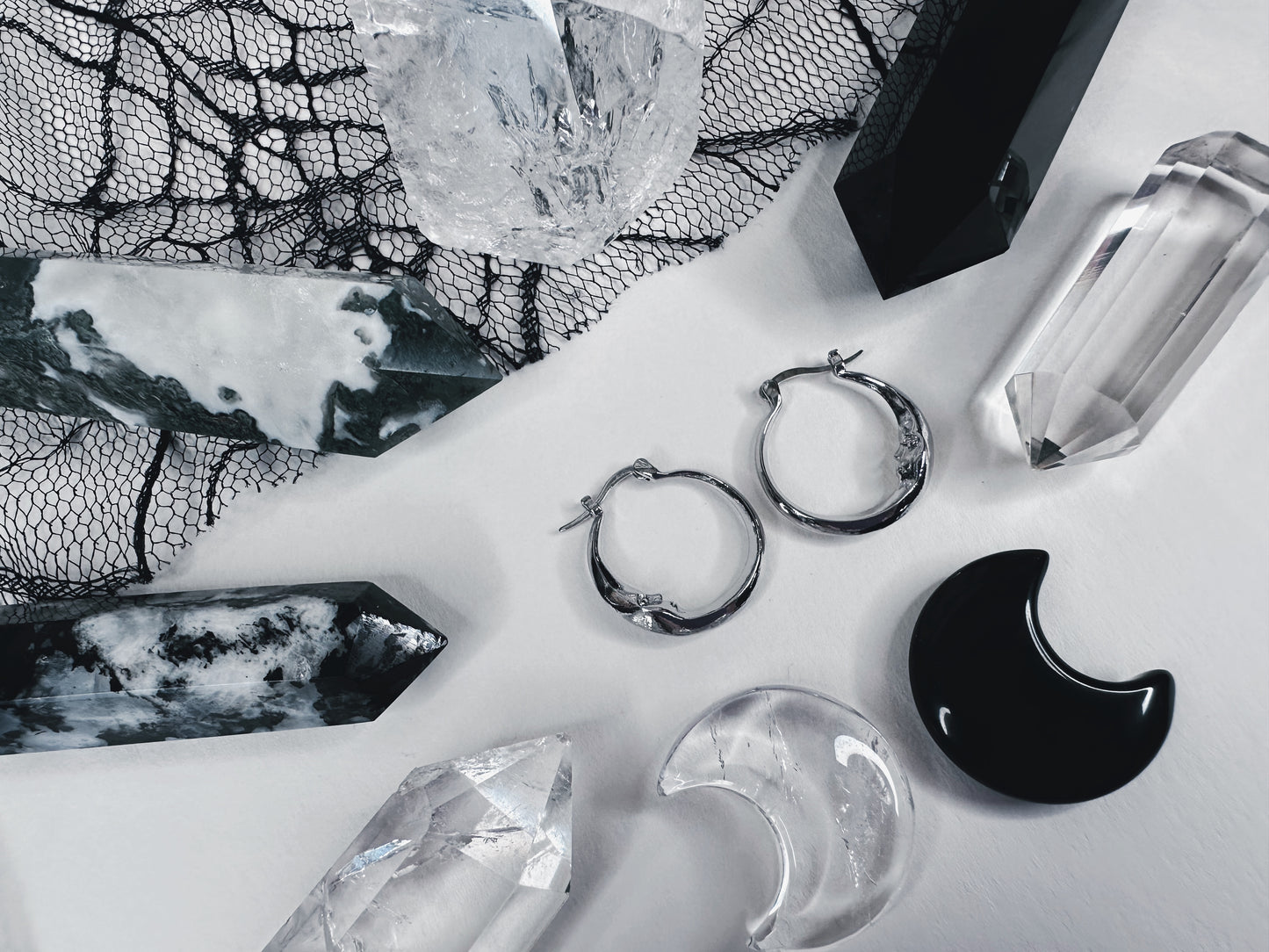 Crescent Moon Hoop Earrings
