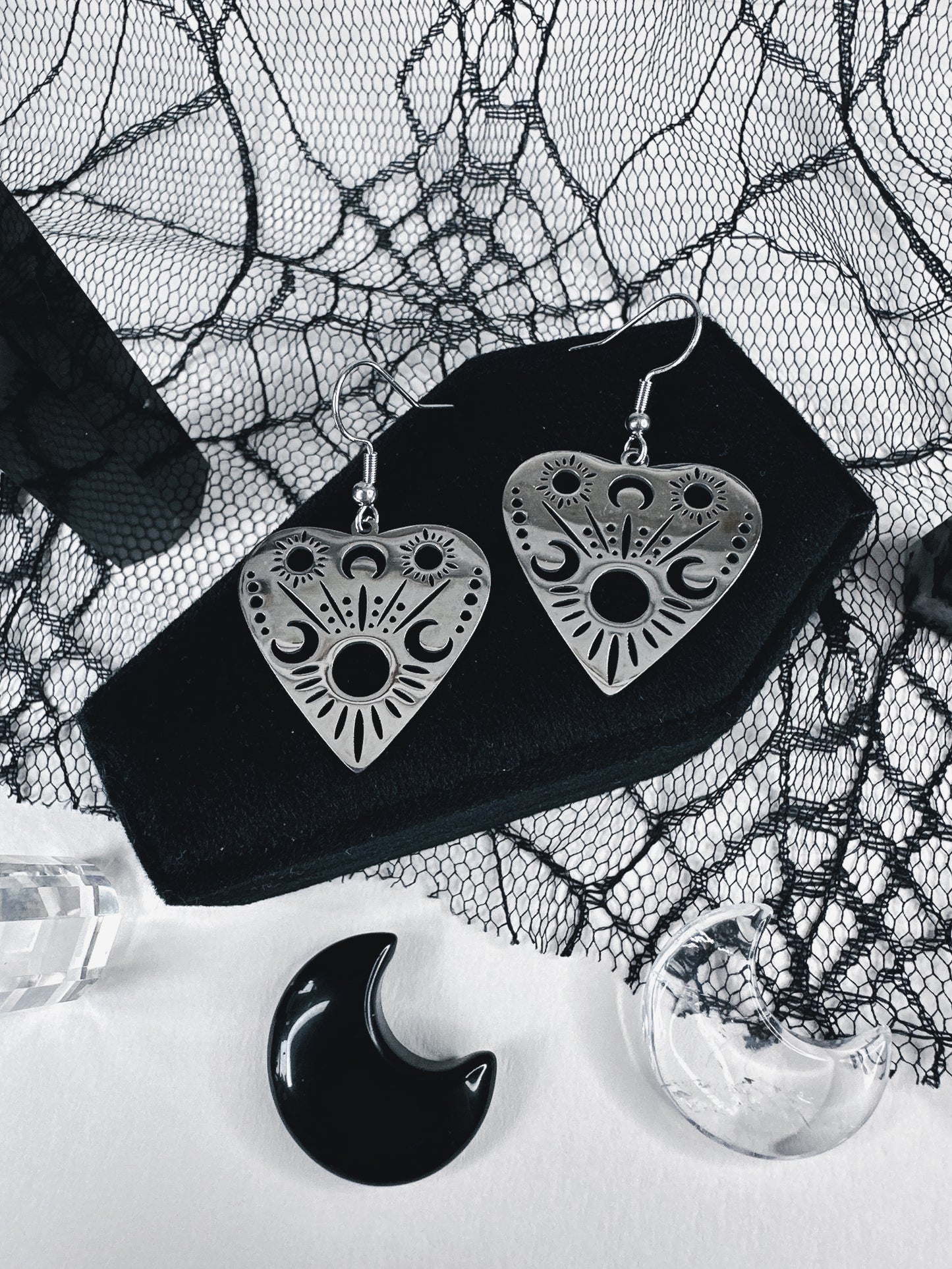 Stainless Steel Ouija Planchette Earrings