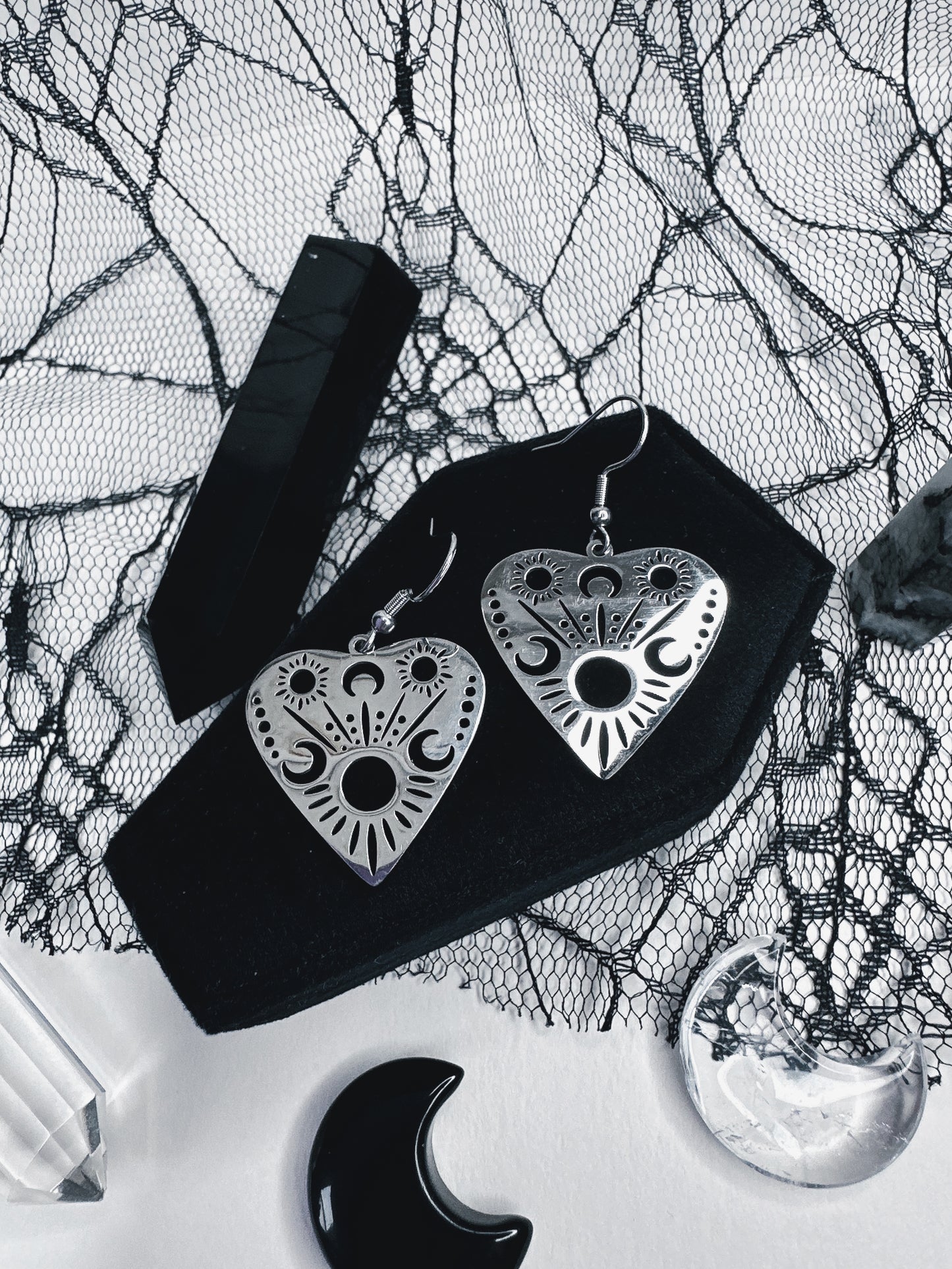 Stainless Steel Ouija Planchette Earrings