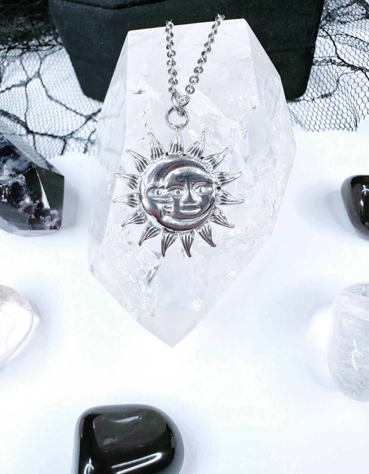 Stainless Steel Sun & Moon Necklace