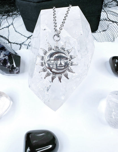 Stainless Steel Sun & Moon Necklace