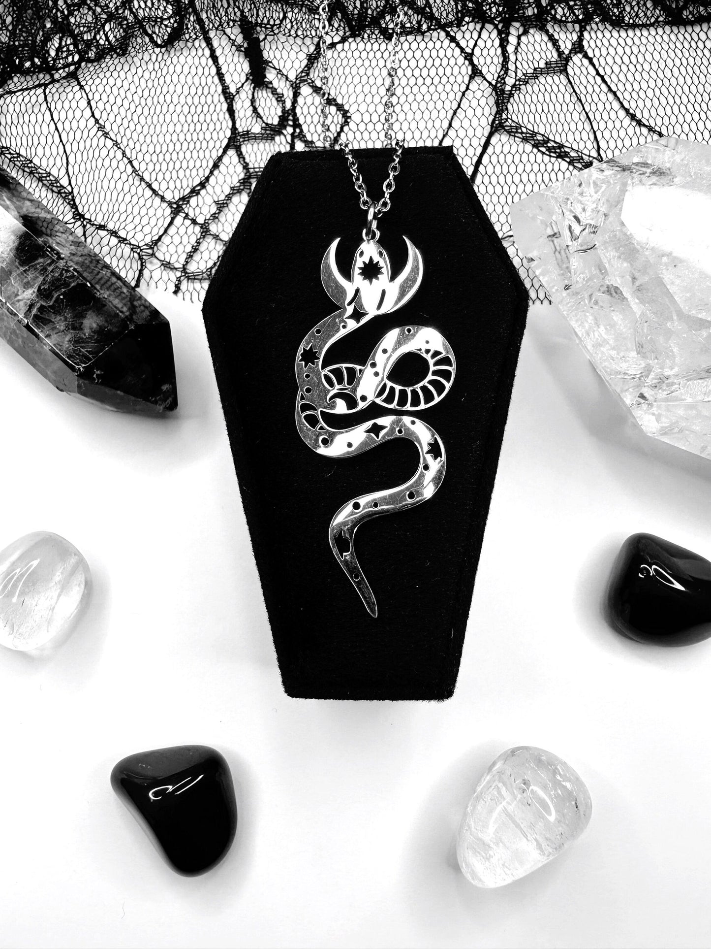 Stainless Steel Celestial Snake Necklace