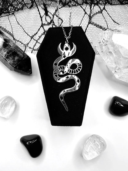 Stainless Steel Celestial Snake Necklace
