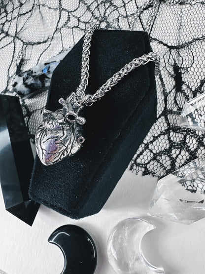 Stainless Steel Anatomical Heart Necklace