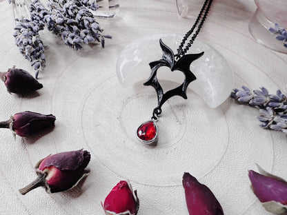 Vampire Heart Bat Wing Necklace
