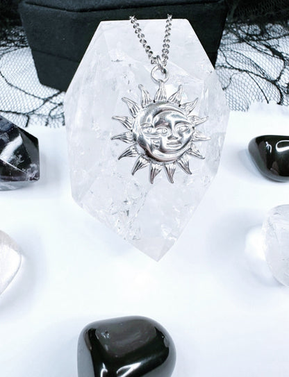 Stainless Steel Sun & Moon Necklace