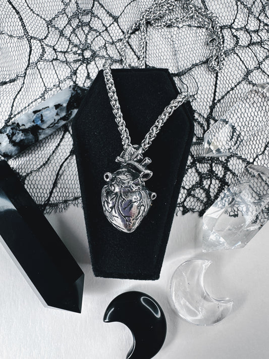 Stainless Steel Anatomical Heart Necklace