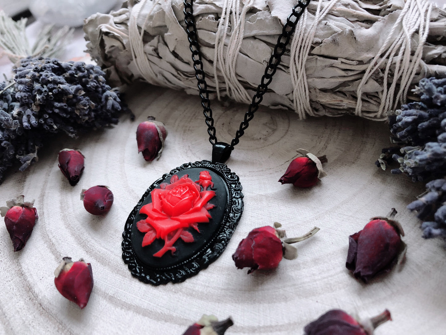 Painting The Roses Red Cameo Necklace