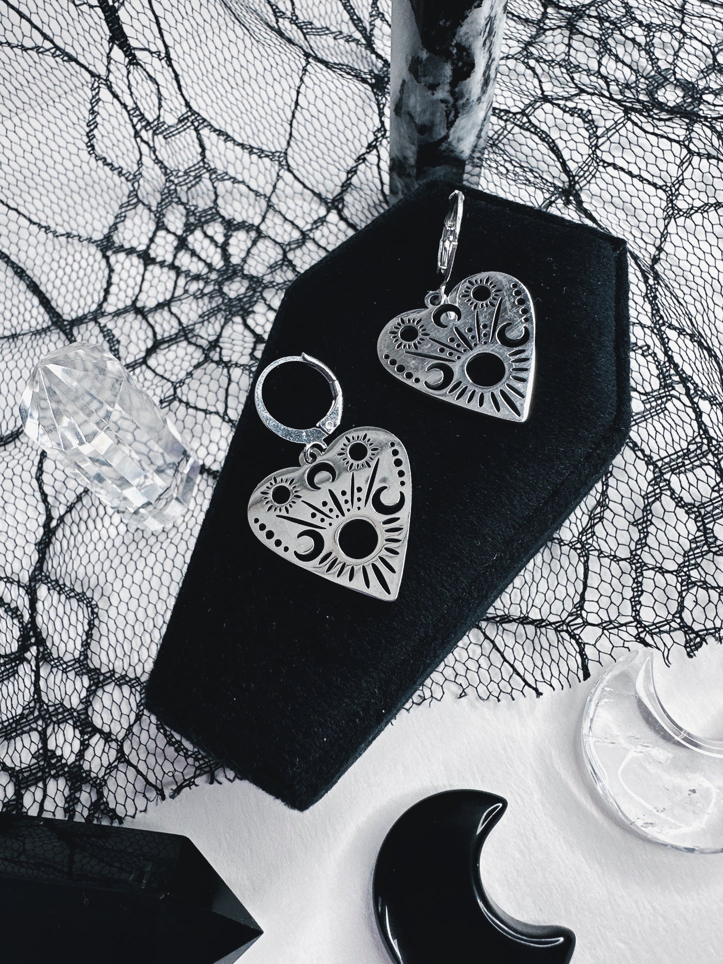 Stainless Steel Planchette Hoop Earrings