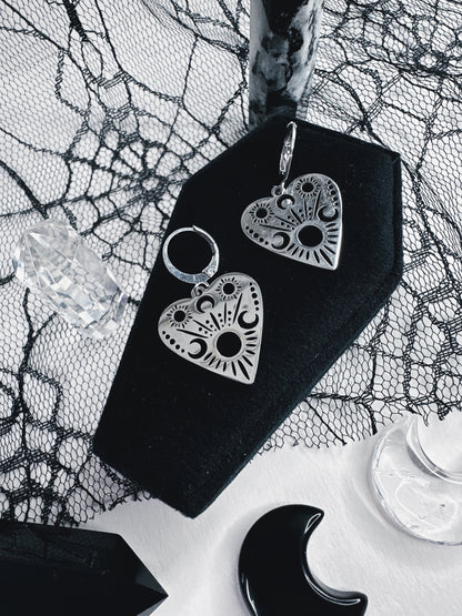 Stainless Steel Planchette Hoop Earrings