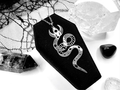 Stainless Steel Celestial Snake Necklace