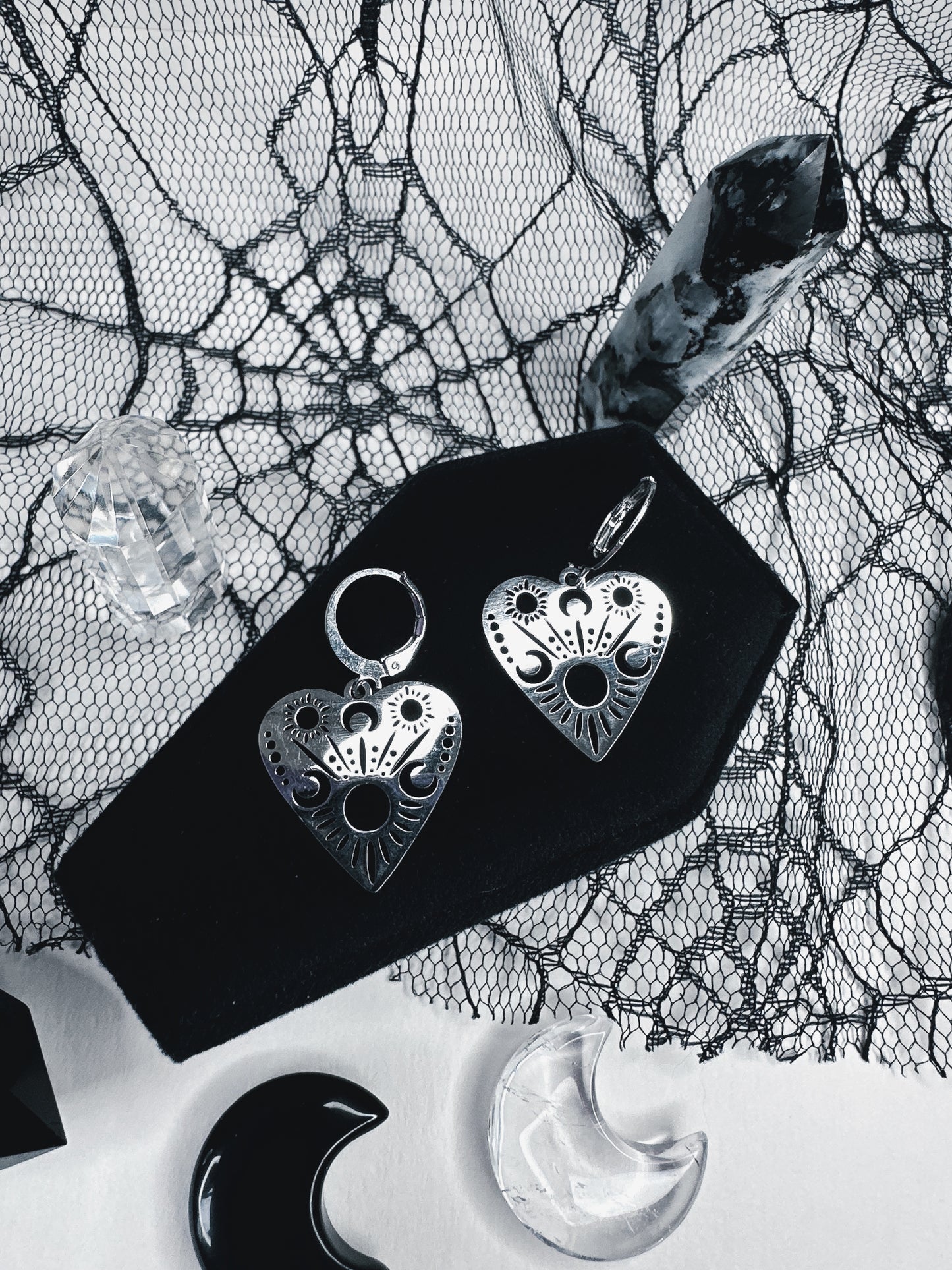Stainless Steel Planchette Hoop Earrings