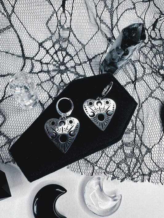 Stainless Steel Planchette Hoop Earrings