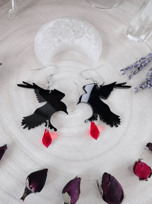 Raven's Blood Droplet Earrings