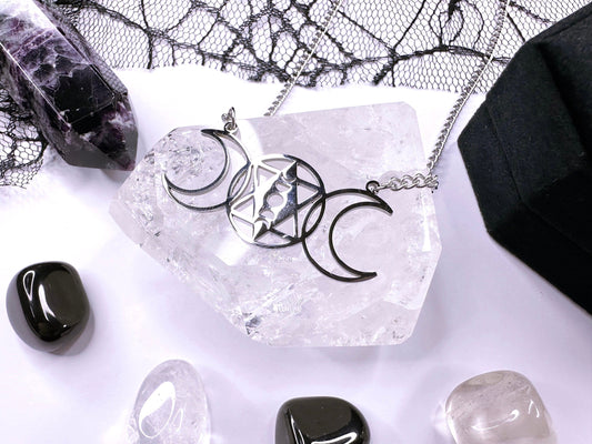 Stainless Steel Triple Moon
Necklace
