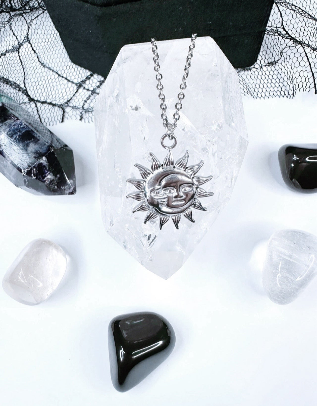 Stainless Steel Sun & Moon Necklace
