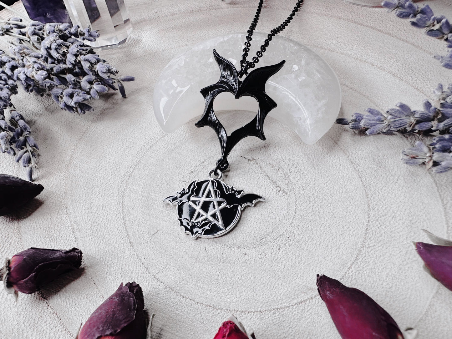 Protected By Bats Pentagram Necklace