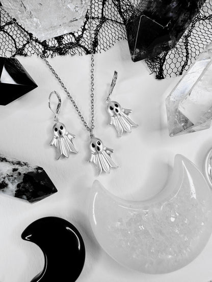 Ghost Family Necklace & Hoop Earrings
