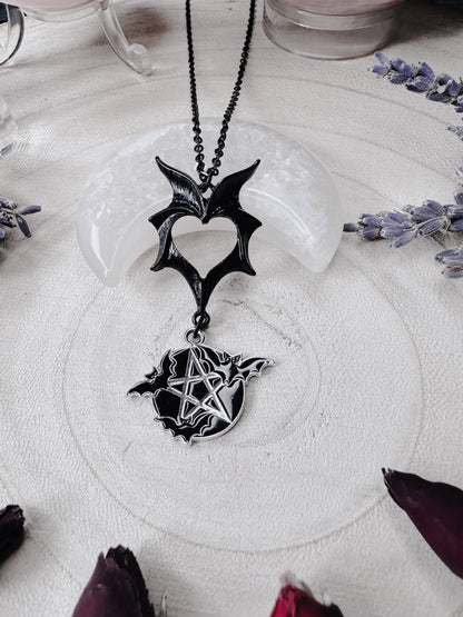 Protected By Bats Pentagram Necklace