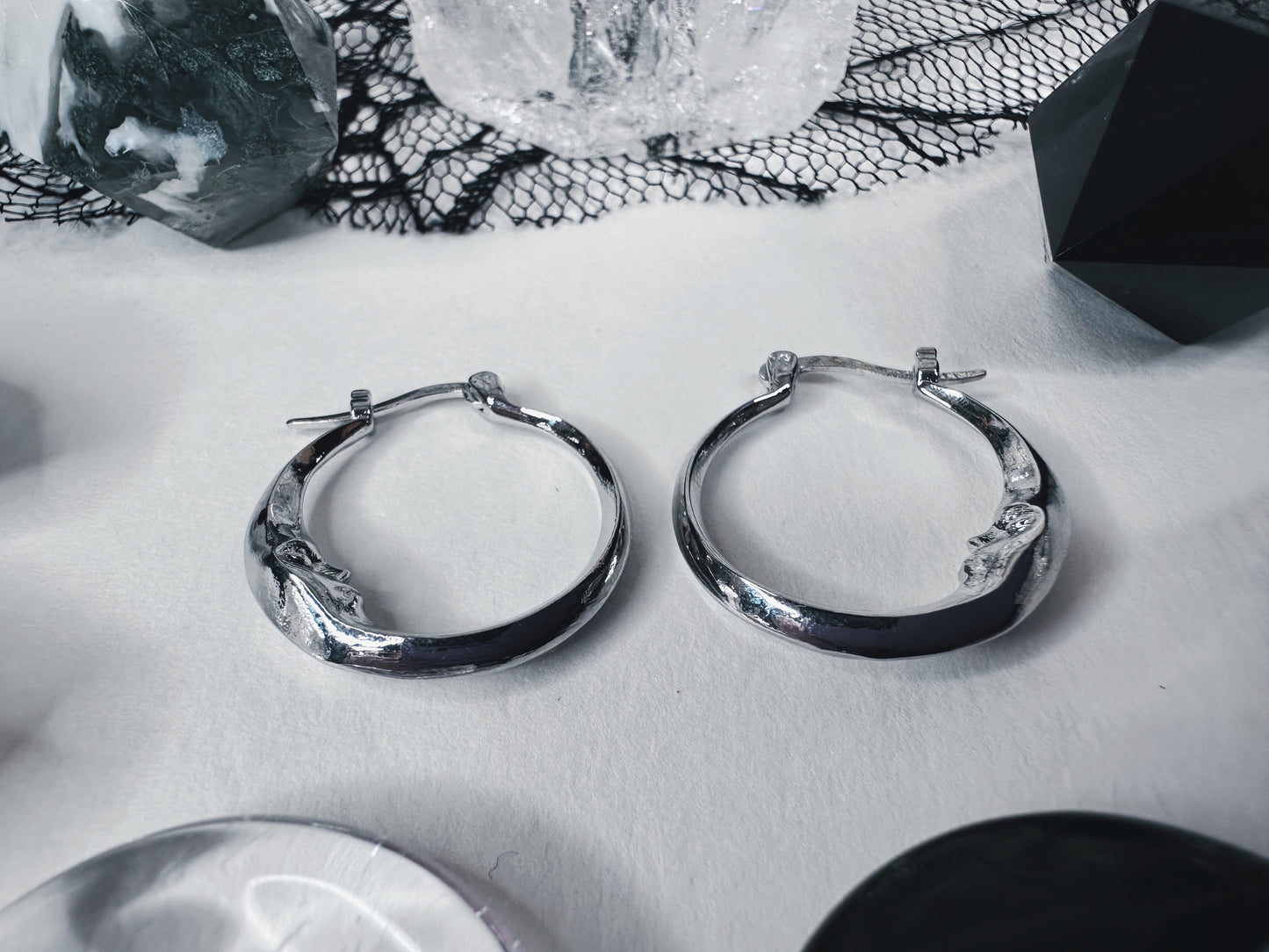 Crescent Moon Hoop Earrings